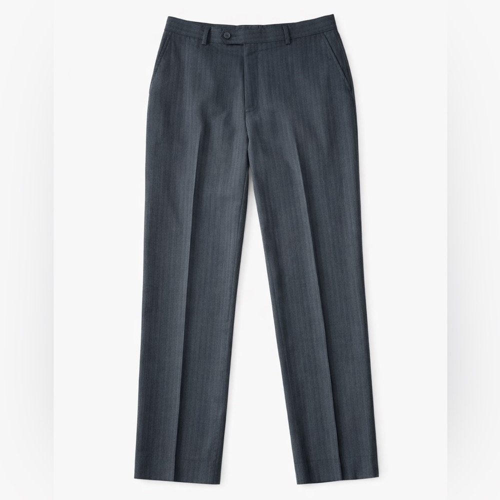 ALFRED SUNG Black Grey Pinstripe Wool Trousers Size Large